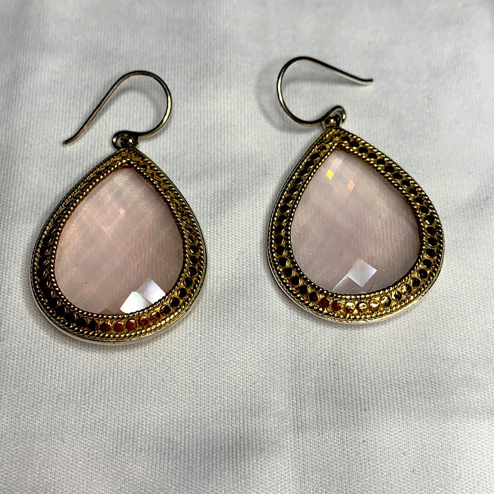 Anna Beck Sterling Silver Rose Quartz Large Drop Earrings